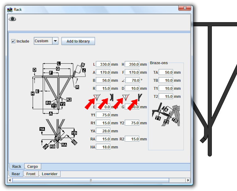 Rack dialog box